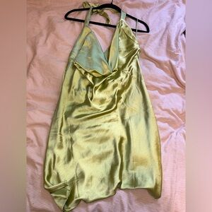 Showpo Waverly Green Satin Cowl Neck Dress